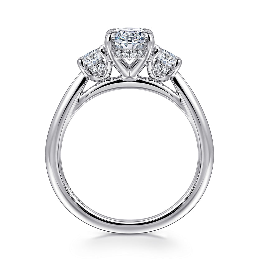 Gabriel & Co. Charisa 14K White Gold Oval Three Stone Diamond Engagement Ring - 0.70ct img3