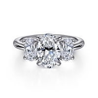 Gabriel & Co. Charisa 14K White Gold Oval Three Stone Diamond Engagement Ring - 0.90 ct img1