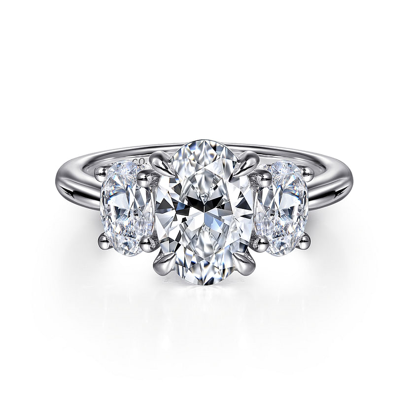 Gabriel & Co. Charisa 14K White Gold Oval Three Stone Diamond Engagement Ring - 0.90 ct img1