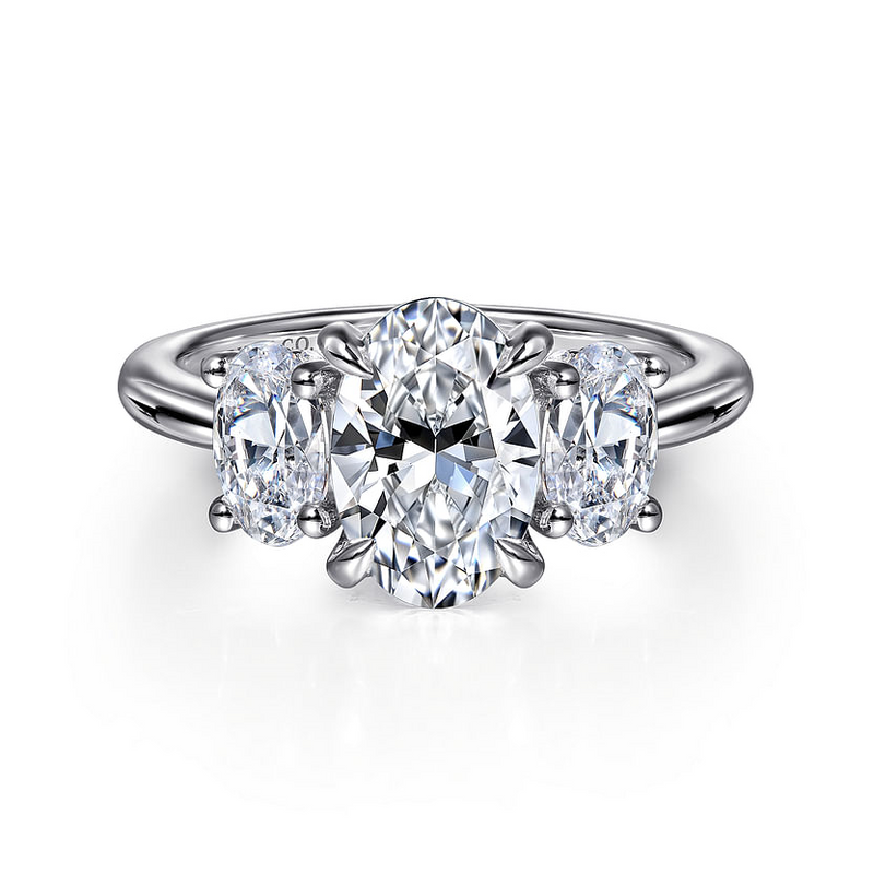 Gabriel & Co. Charisa 14K White Gold Oval Three Stone Diamond Engagement Ring - 0.90 ct img1