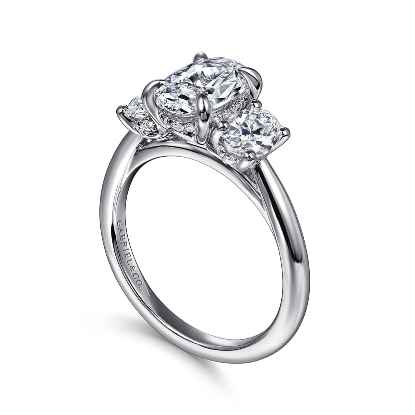 Gabriel & Co. Charisa 14K White Gold Oval Three Stone Diamond Engagement Ring - 0.90 ct img2
