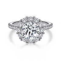 Gabriel & Co. Charmaine 14K White Gold Round Halo Diamond Engagement Ring img1