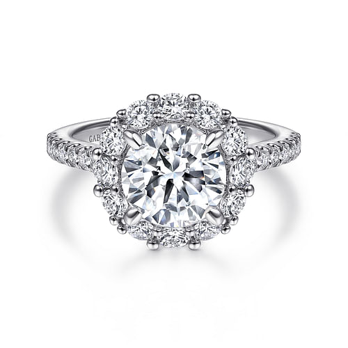 Gabriel & Co. Charmaine 14K White Gold Round Halo Diamond Engagement Ring img1
