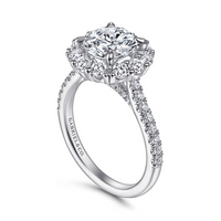 Gabriel & Co. Charmaine 14K White Gold Round Halo Diamond Engagement Ring img2