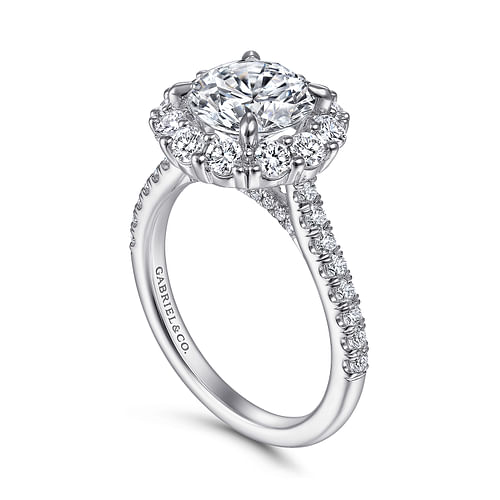 Gabriel & Co. Charmaine 14K White Gold Round Halo Diamond Engagement Ring img2