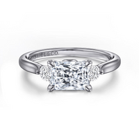 Gabriel & Co. Darline 14K White Gold Radiant Cut Three Stone Lotus Diamond Engagement Ring img1