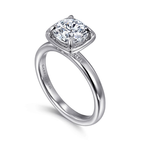 Gabriel & Co. Deedie 14K White Gold Round Diamond Engagement Ring img2