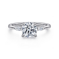 Gabriel & Co. Dela 14K White Gold Round Three Stone Diamond Engagement Ring img1