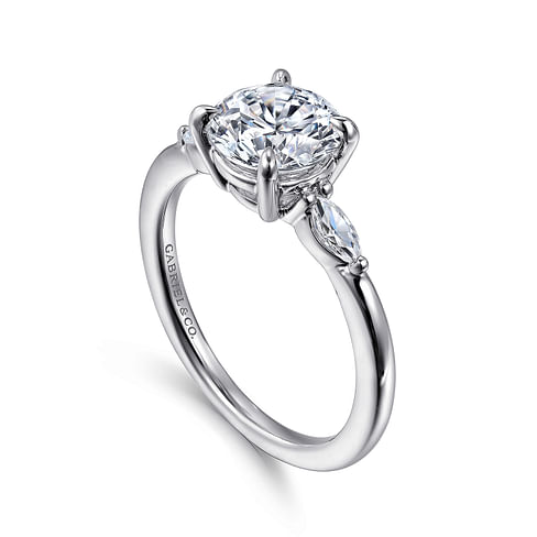 Gabriel & Co. Dela 14K White Gold Round Three Stone Diamond Engagement Ring img2
