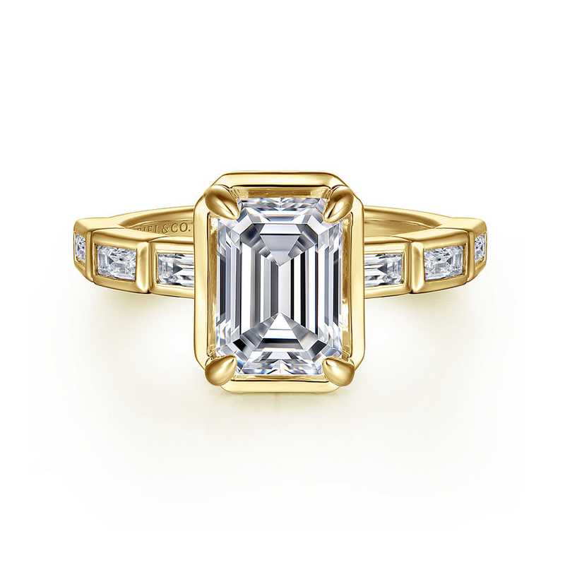 Gabriel & Co. Delphe 14K Yellow Gold Emerald Cut Diamond Engagement Ring img1