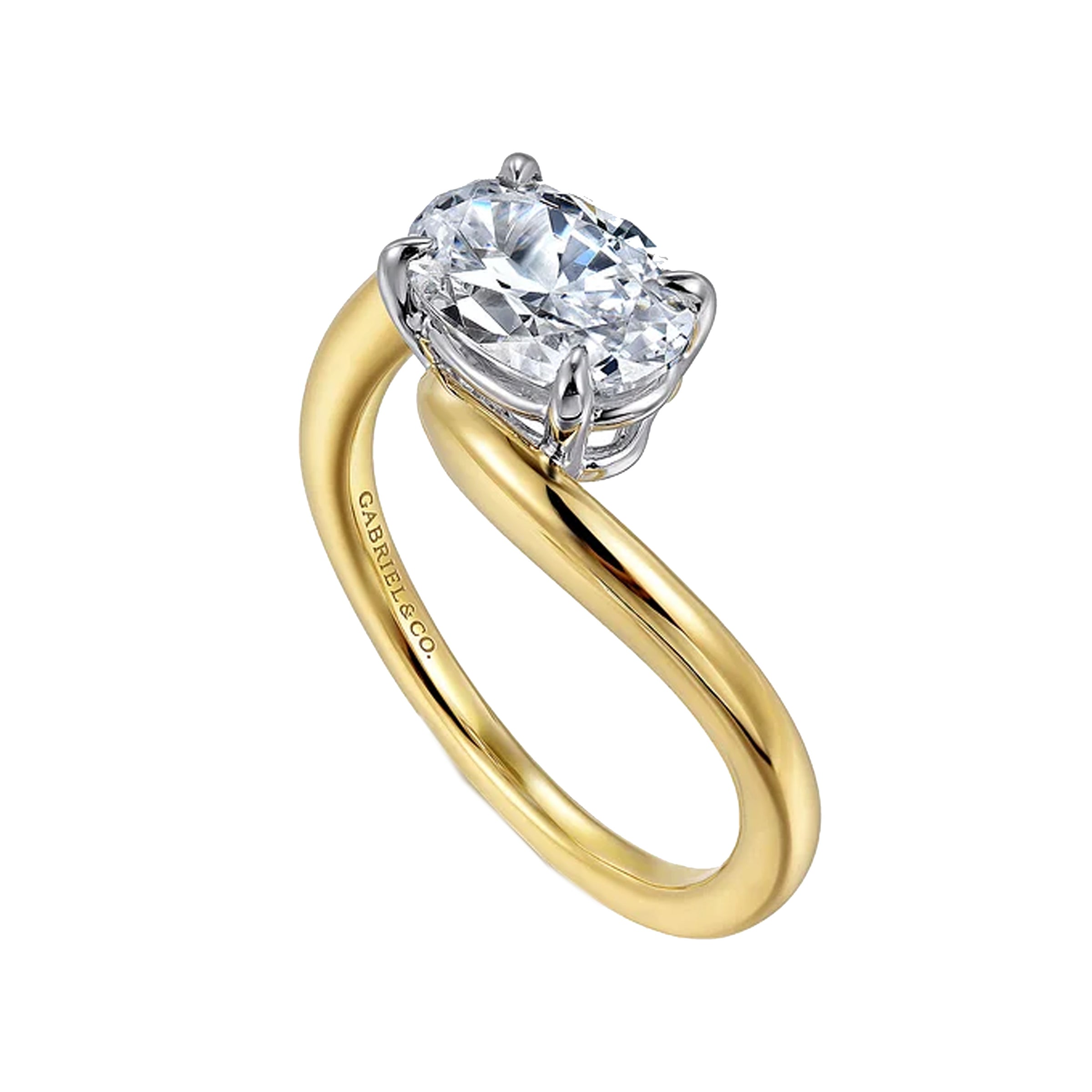 Gabriel & Co. Delphi 14K White and Yellow Gold Bypass Oval Diamond Engagement Ring img2
