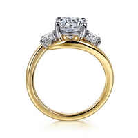 Gabriel & Co. Elin 14K White GoldYellow Gold Round Three Stone Diamond Engagement Ring img3