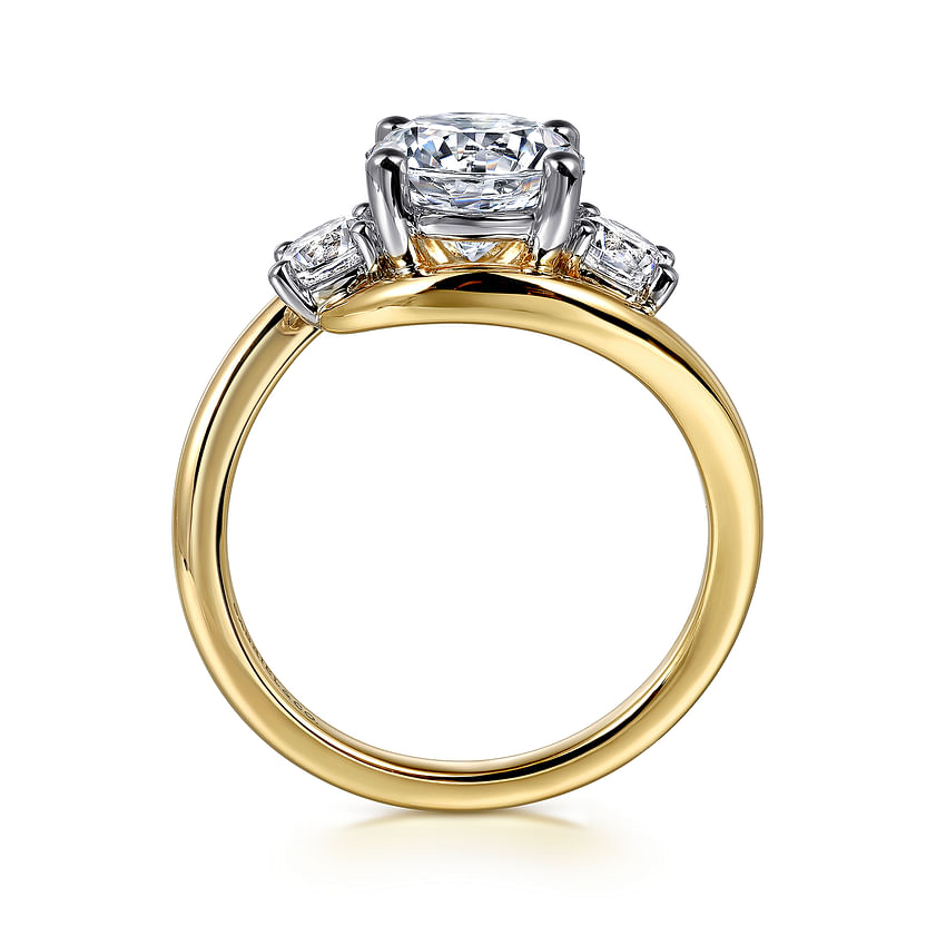Gabriel & Co. Elin 14K White GoldYellow Gold Round Three Stone Diamond Engagement Ring img3