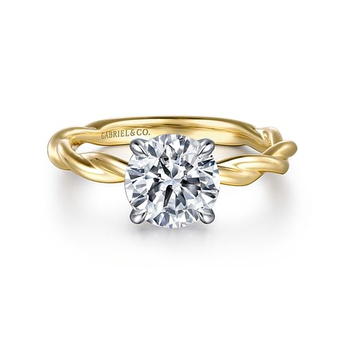 Gabriel & Co. Emersin 14K White and Yellow Gold Twisted Round Diamond Engagement Ring img1