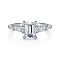 Gabriel & Co. Feana 14K White Gold Emerald Cut Three Stone Diamond Engagement Ring img1