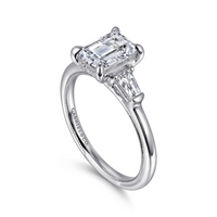 Gabriel & Co. Feana 14K White Gold Emerald Cut Three Stone Diamond Engagement Ring img2
