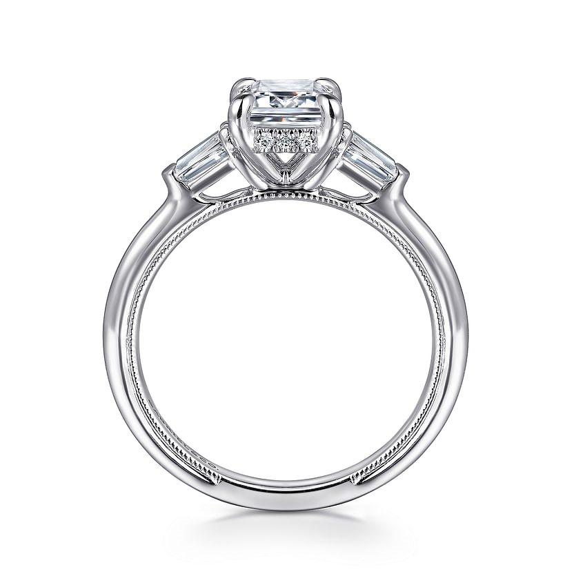 Gabriel & Co. Feana 14K White Gold Emerald Cut Three Stone Diamond Engagement Ring img3