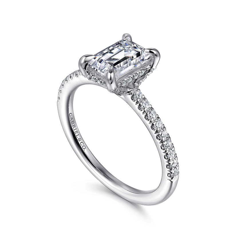 Gabriel & Co. Franka 14K White Gold Emerald Cut Diamond Engagement Ring img2