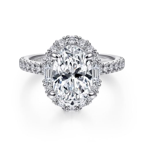 Gabriel & Co. Hamilton 14K White Gold Oval Halo Diamond Engagement Ring img1