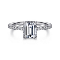 Gabriel & Co. Hart 14K White Gold Hidden Halo Emerald Cut Diamond Engagement Ring img1