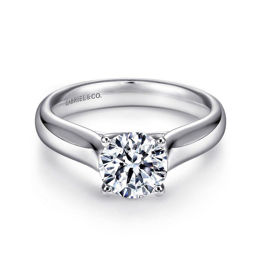 Gabriel & Co. Helen 14K White Gold Round Diamond Engagement Ring img1