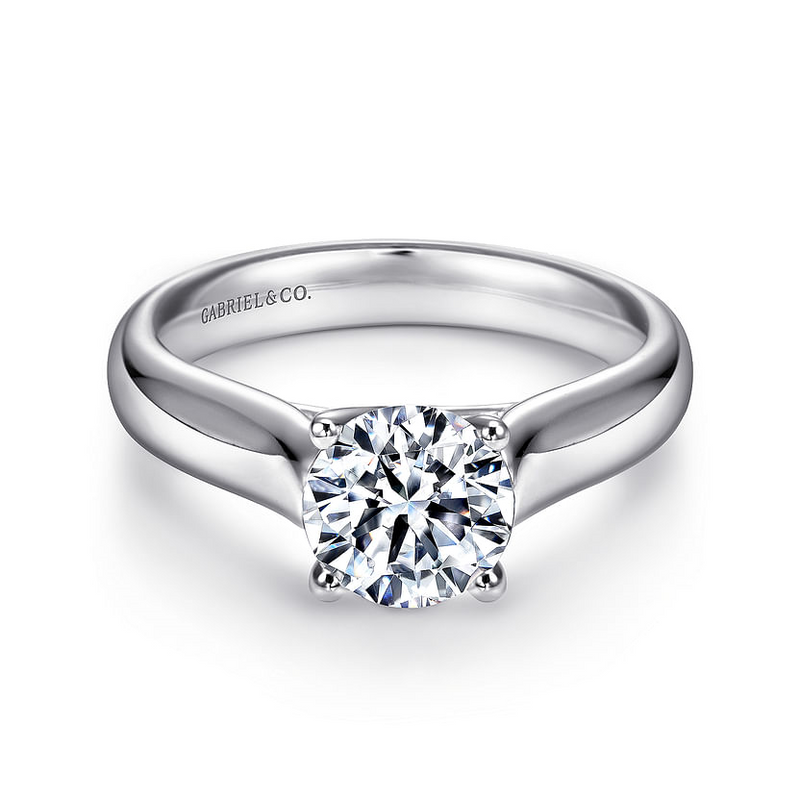 Gabriel & Co. Helen 14K White Gold Round Diamond Engagement Ring img1