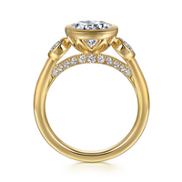 Gabriel & Co. Henley 14K Yellow Gold Round 3 Stone Bezel Set Diamond Engagement Ring img3