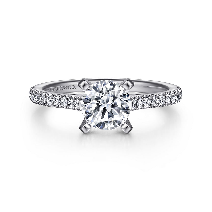 Gabriel & Co. Joanna 14K White Gold Round Diamond Engagement Ring img1