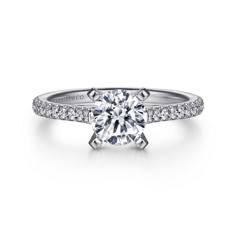 Gabriel & Co. Joanna 14K White Gold Round Diamond Engagement Ring img1