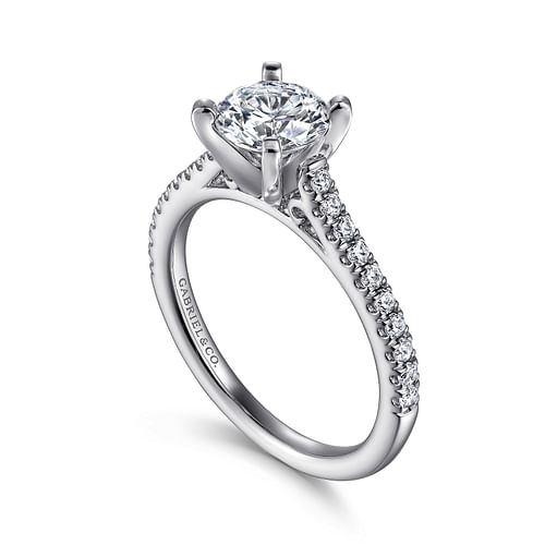 Gabriel & Co. Joanna 14K White Gold Round Diamond Engagement Ring img2