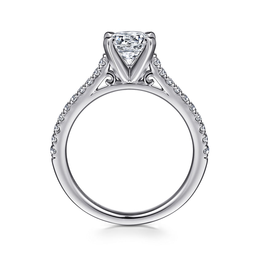 Gabriel & Co. Joanna 14K White Gold Round Diamond Engagement Ring img3