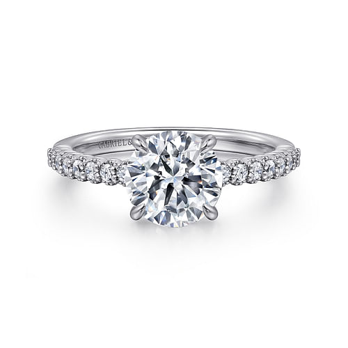 Gabriel & Co. Krete 14K White Gold Round Diamond Engagement Ring img1