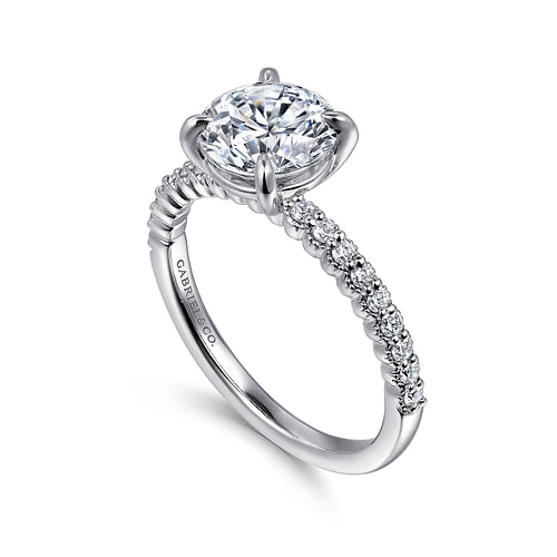 Gabriel & Co. Krete 14K White Gold Round Diamond Engagement Ring img2