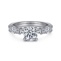 Gabriel & Co. Leanna 14K White Gold Baguette and Round Diamond Engagement Ring img1