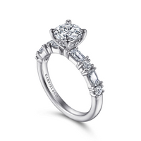 Gabriel & Co. Leanna 14K White Gold Baguette and Round Diamond Engagement Ring img2
