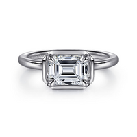 Gabriel & Co. Linen 14K White Gold Emerald Cut Diamond Engagement Ring img1