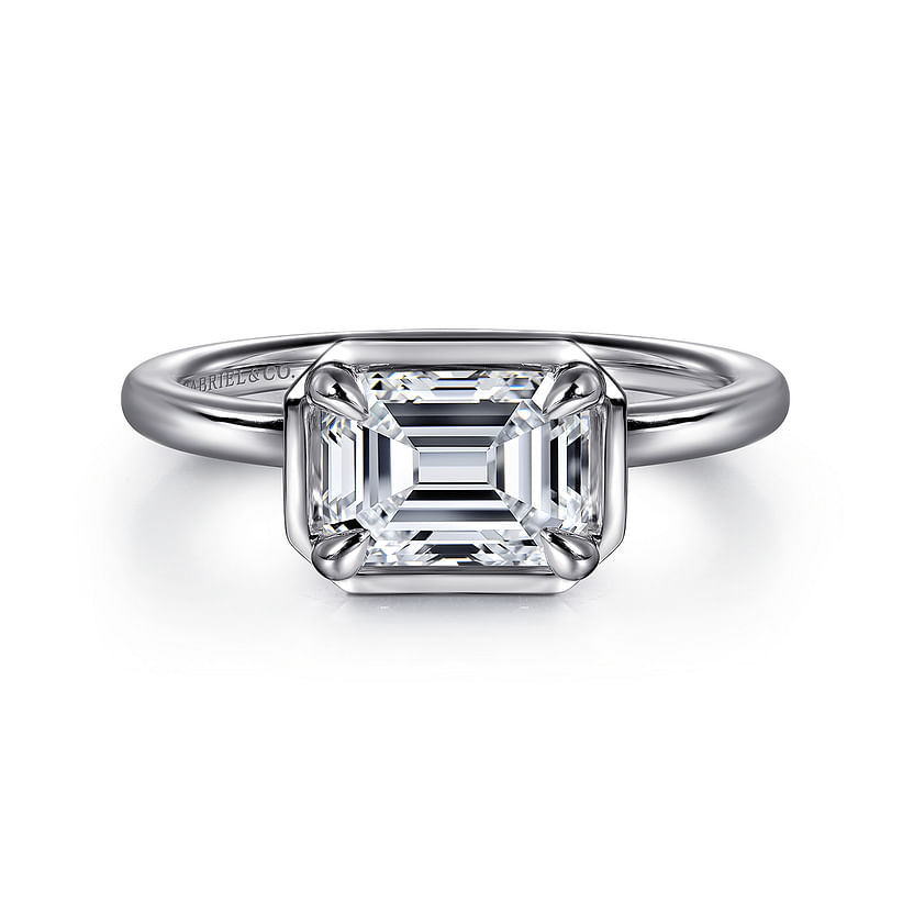 Gabriel & Co. Linen 14K White Gold Emerald Cut Diamond Engagement Ring img1