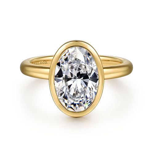 Gabriel & Co. Linny 14K Yellow Gold Oval Bezel Set Diamond Engagement Ring img1