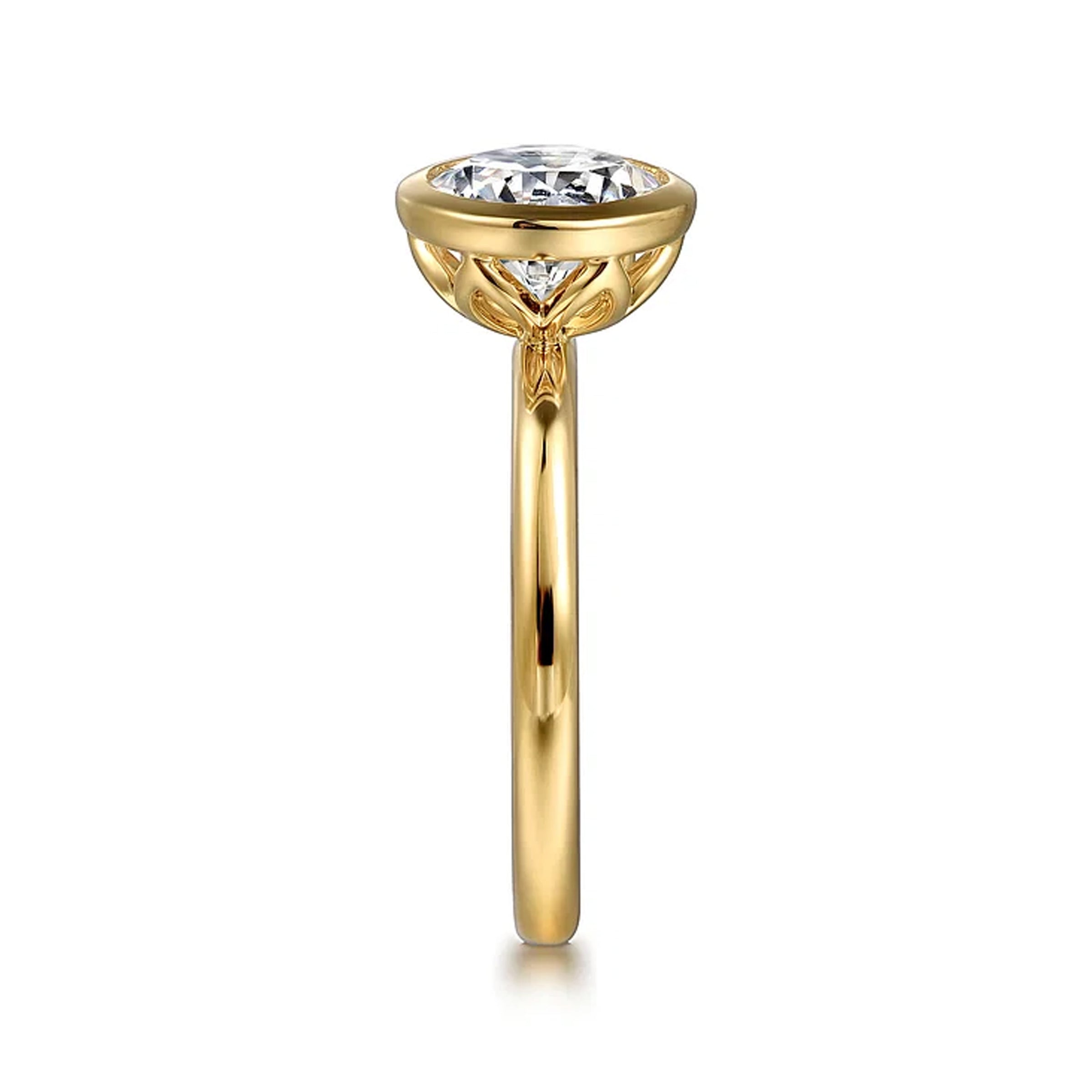 Gabriel & Co. Linny 14K Yellow Gold Round Bezel Set Diamond Engagement Ring img3
