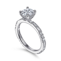 Gabriel & Co. Luca 14K White Gold Art Deco Round Diamond Channel Set Engagement Ring img2