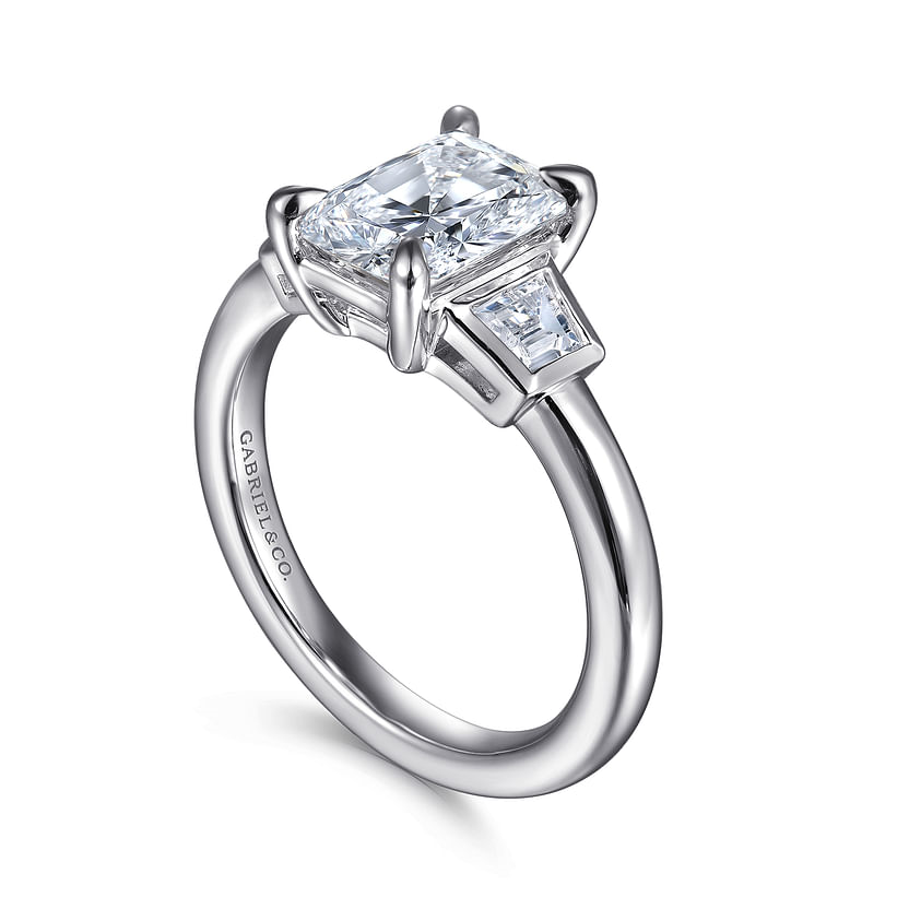 Gabriel & Co. Lyon 14K White Gold Radiant Cut Three Stone Diamond Engagement Ring img2