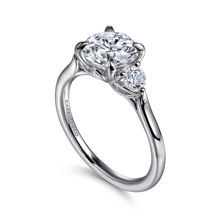 Gabriel & Co. Madison 14K White Gold Round Three Stone Diamond Engagement Ring img2
