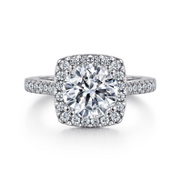 Gabriel & Co. Michaela 14K White Gold Cushion Halo Round Diamond Engagement Ring img1