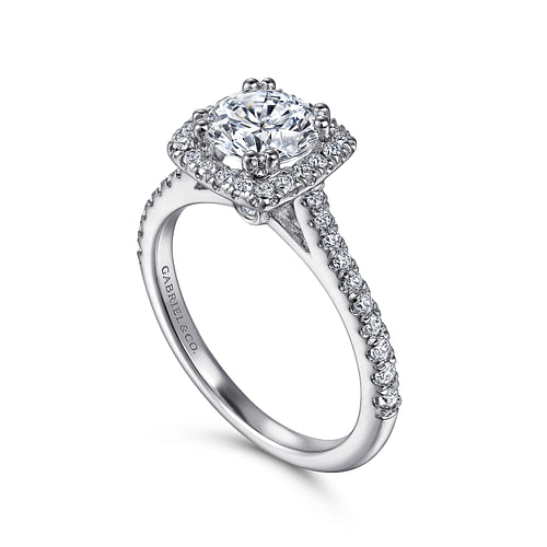 Gabriel & Co. Michaela 14K White Gold Cushion Halo Round Diamond Engagement Ring img2
