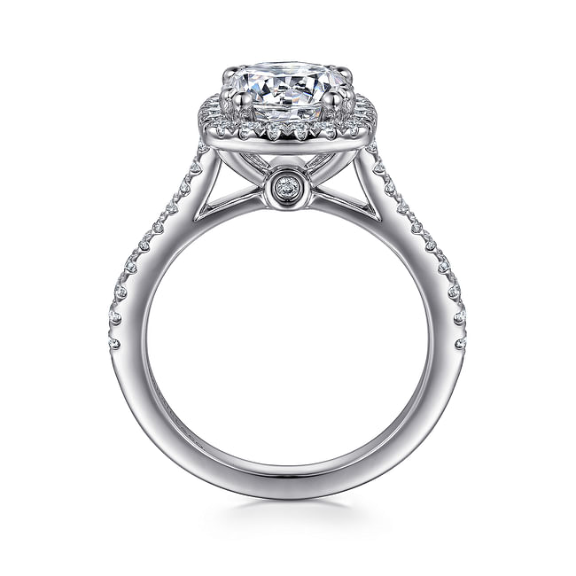 Gabriel & Co. Michaela 14K White Gold Cushion Halo Round Diamond Engagement Ring img3
