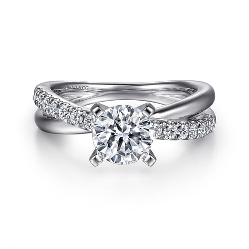 Gabriel & Co. Morgan 14K White Gold Round Twisted Diamond Engagement Ring img1