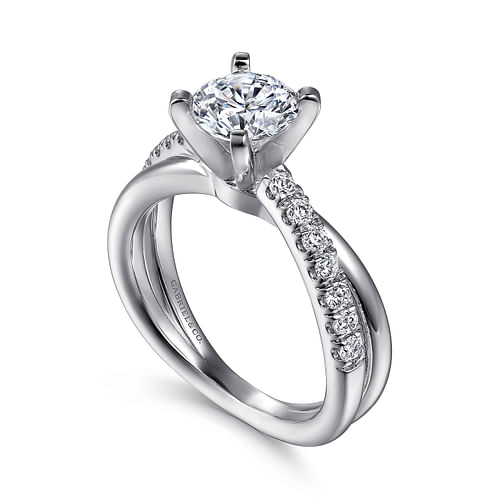 Gabriel & Co. Morgan 14K White Gold Round Twisted Diamond Engagement Ring img2