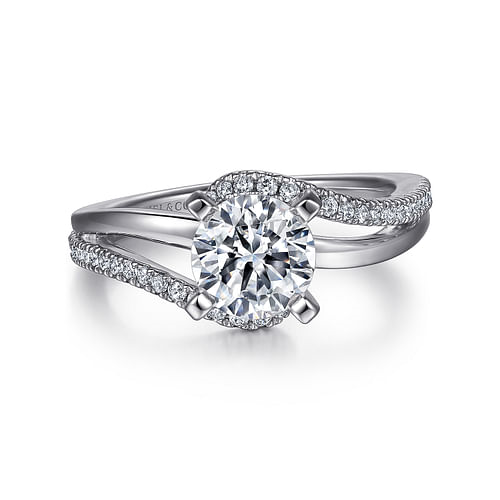 Gabriel & Co. Naomi 14K White Gold Round Bypass Diamond Engagement Ring img1