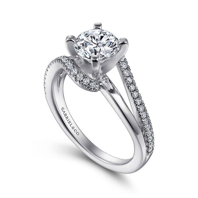 Gabriel & Co. Naomi 14K White Gold Round Bypass Diamond Engagement Ring img2
