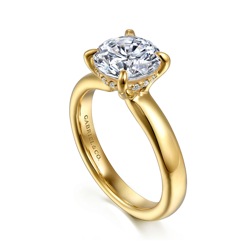 Gabriel & Co. Neema 14K Yellow Gold Round Diamond Engagement Ring img2